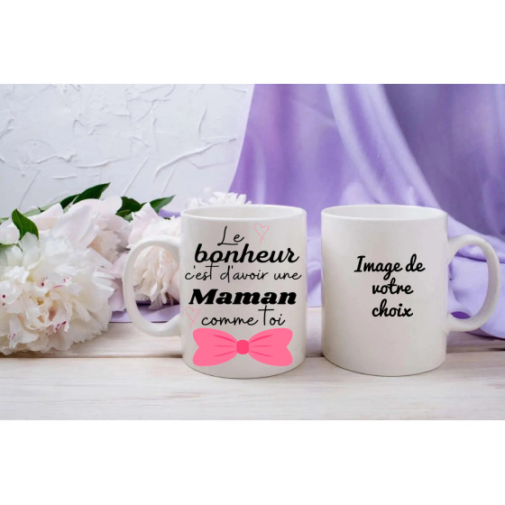 Mug personnalise "Le bonheur c’est d’avoir une maman & texte" – Parfait pour célébrer les liens maternels
