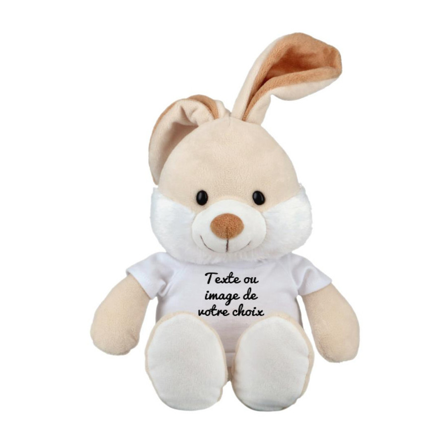 Peluche lapin personnalisée avec t-shirt imprimé – cadeau doux et original