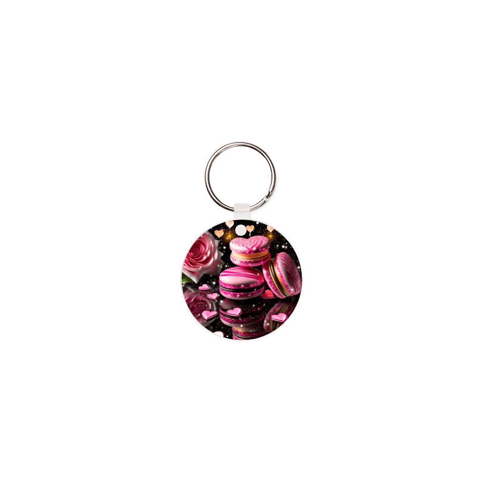 Porte cles personnalise macarons roses fleurs cadeau personnalise